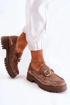 Modne Zamszowe Półbuty Loafery Jasnobrązowy Lemar Rayhan