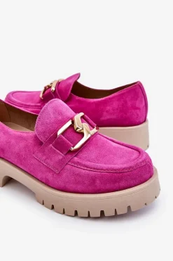Modne Zamszowe Półbuty Loafery Fuksja Lemar Rayhan