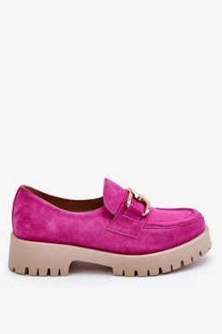 Modne Zamszowe Półbuty Loafery Fuksja Lemar Rayhan