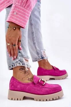 Modne Zamszowe Półbuty Loafery Fuksja Lemar Rayhan