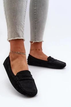 Mokasyny Damskie Eko Zamszowe Czarne Adelmarie