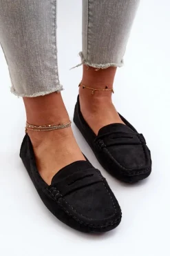 Mokasyny Damskie Eko Zamszowe Czarne Adelmarie