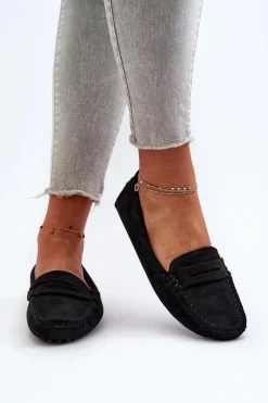 Mokasyny Damskie Eko Zamszowe Czarne Adelmarie