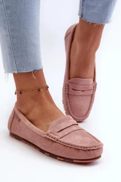 Mokasyny Damskie Eko Zamszowe Big Star NN274928 Memory Foam System Różowe