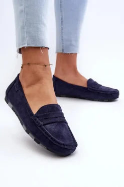 Mokasyny Damskie Eko Zamszowe Big Star NN274931 Memory Foam System Granatowe