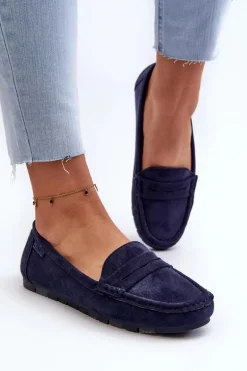 Mokasyny Damskie Eko Zamszowe Big Star NN274931 Memory Foam System Granatowe