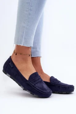 Mokasyny Damskie Eko Zamszowe Big Star NN274931 Memory Foam System Granatowe