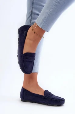 Mokasyny Damskie Eko Zamszowe Big Star NN274931 Memory Foam System Granatowe