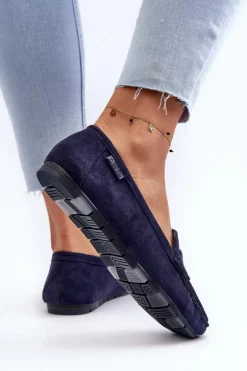 Mokasyny Damskie Eko Zamszowe Big Star NN274931 Memory Foam System Granatowe