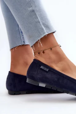 Mokasyny Damskie Eko Zamszowe Big Star NN274931 Memory Foam System Granatowe