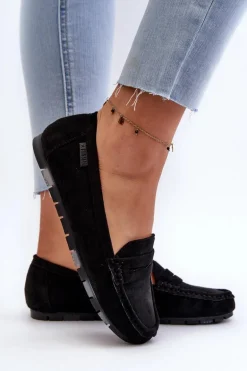 Mokasyny Damskie Eko Zamszowe Big Star NN274929 Memory Foam System Czarne