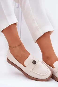 Mokasyny Damskie Eleganckie Z Ozdobnym Małym Detalem Vinceza 62208 Beżowe