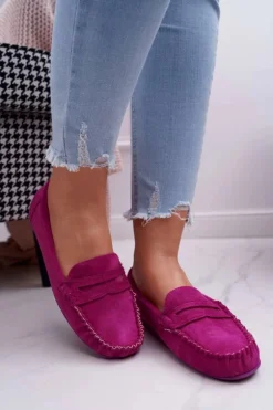 Mokasyny Damskie Fuksja Zamszowe Bolero