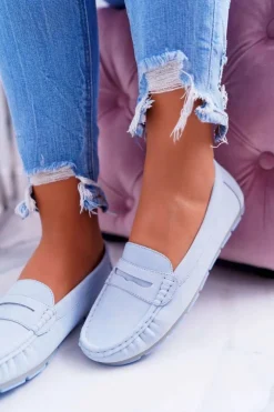 Mokasyny Damskie Komfortowe Błękitne Devi