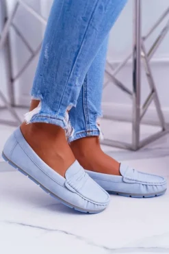 Mokasyny Damskie Komfortowe Błękitne Devi