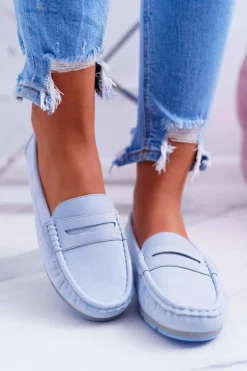 Mokasyny Damskie Komfortowe Błękitne Devi