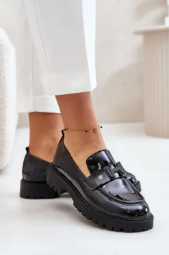 Mokasyny Damskie Lakierowane Vinceza 62187 Czarne