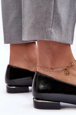 Mokasyny Damskie Lakierowane Z Ozdobą Czarne Camilena