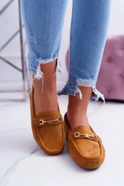 Mokasyny Damskie Lekkie Eko-zamsz Camel Think