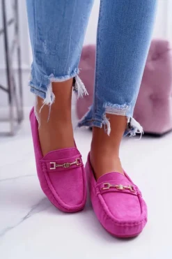 Mokasyny Damskie Lekkie Eko-zamsz Fuksja Think