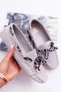 Mokasyny Damskie Lu Boo Wygodne Szare Plummy