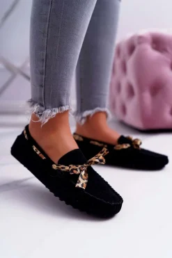 Mokasyny Damskie Lu Boo Wygodne Czarne Plummy