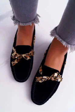 Mokasyny Damskie Lu Boo Wygodne Czarne Plummy