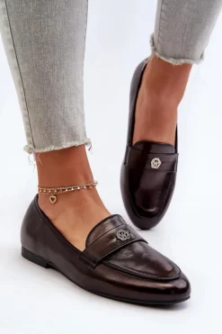 Mokasyny Damskie Na Płaskim Obcasie Czarne Sylvaine