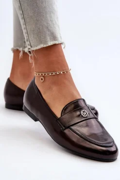 Mokasyny Damskie Na Płaskim Obcasie Czarne Sylvaine