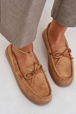 Mokasyny Damskie Na Płaskiej Podeszwie Camel Timannie
