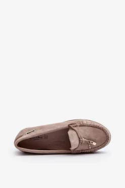 Mokasyny Damskie Na Platformie Beżowe Railav