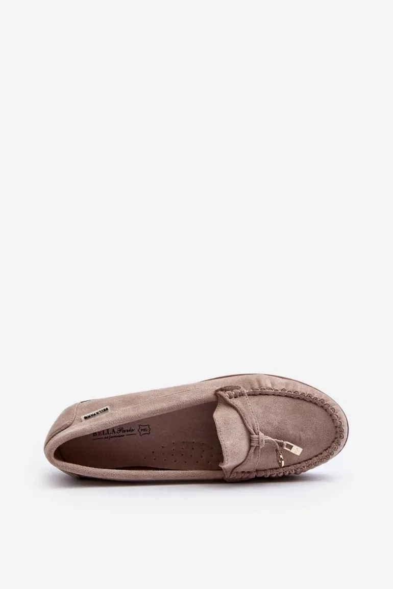 Mokasyny Damskie Na Platformie Beżowe Railav