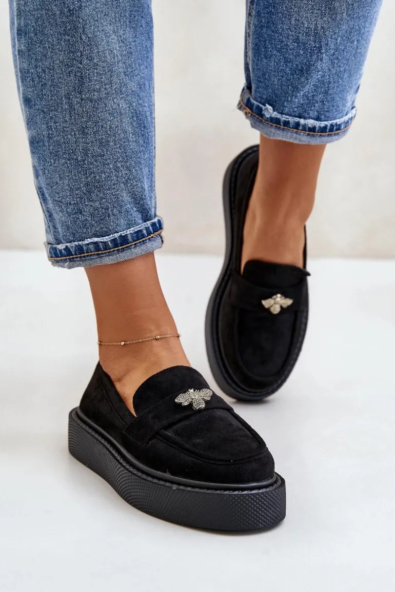 Mokasyny Damskie Na Platformie Czarne Erithine