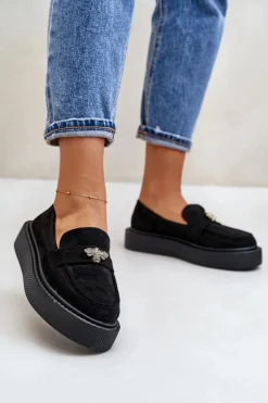 Mokasyny Damskie Na Platformie Czarne Erithine