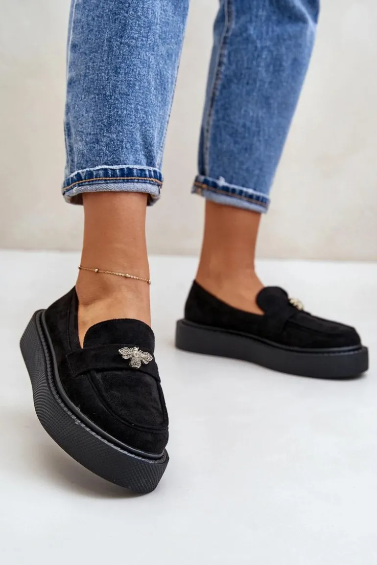 Mokasyny Damskie Na Platformie Czarne Erithine