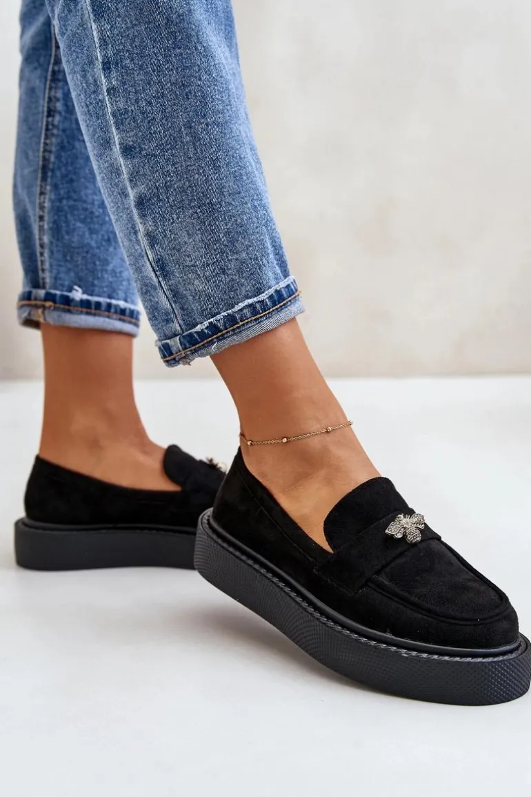 Mokasyny Damskie Na Platformie Czarne Erithine