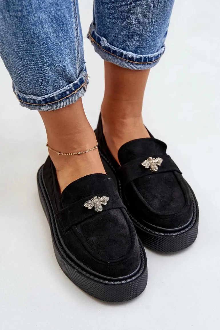 Mokasyny Damskie Na Platformie Czarne Erithine