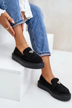 Mokasyny Damskie Na Platformie Czarne Erithine