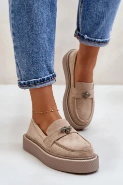 Mokasyny Damskie Na Platformie Beżowe Erithine