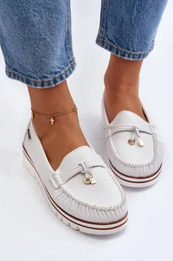 Mokasyny Damskie Na Platformie Białe Railav