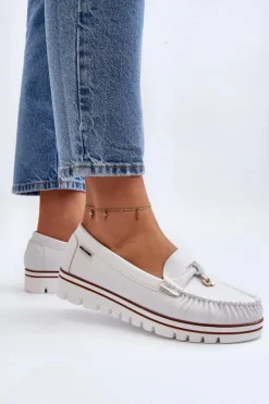 Mokasyny Damskie Na Platformie Białe Railav