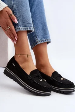 Mokasyny Damskie Na Platformie Czarne Railav