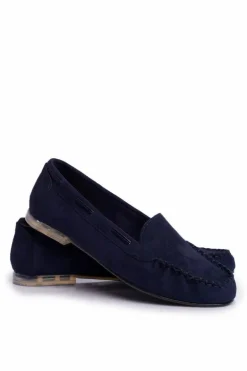 Mokasyny Damskie Sergio Leone Zamszowe Granatowe MK722