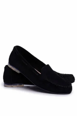 Mokasyny Damskie Sergio Leone Zamszowe Czarne MK722