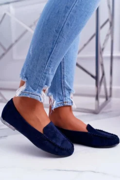 Mokasyny Damskie Sergio Leone Zamszowe Granatowe Winted