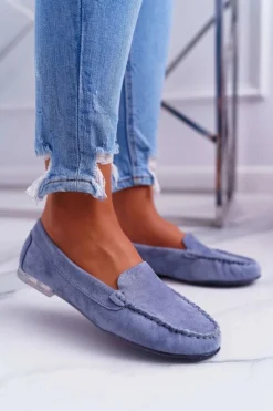 Mokasyny Damskie Sergio Leone Zamszowe Jasnoniebieskie Winted