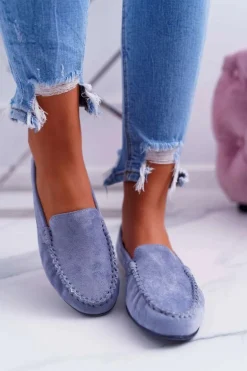 Mokasyny Damskie Sergio Leone Zamszowe Jasnoniebieskie Winted