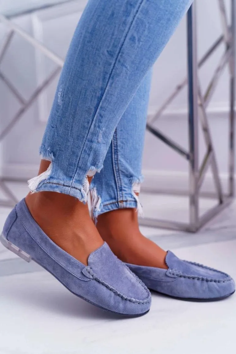 Mokasyny Damskie Sergio Leone Zamszowe Jasnoniebieskie Winted