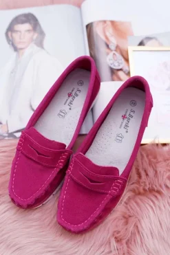 Mokasyny Damskie Skóra Zamszowa Fuksja Lauren