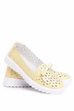 Mokasyny Damskie Skórzane Ażurowe LR71515 Żółte Murrieta